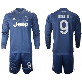 Jalkapallo Pelipaidat Juventus Morata 9 Lasten Vieraspaita 2020-2021 Pitkähihainen